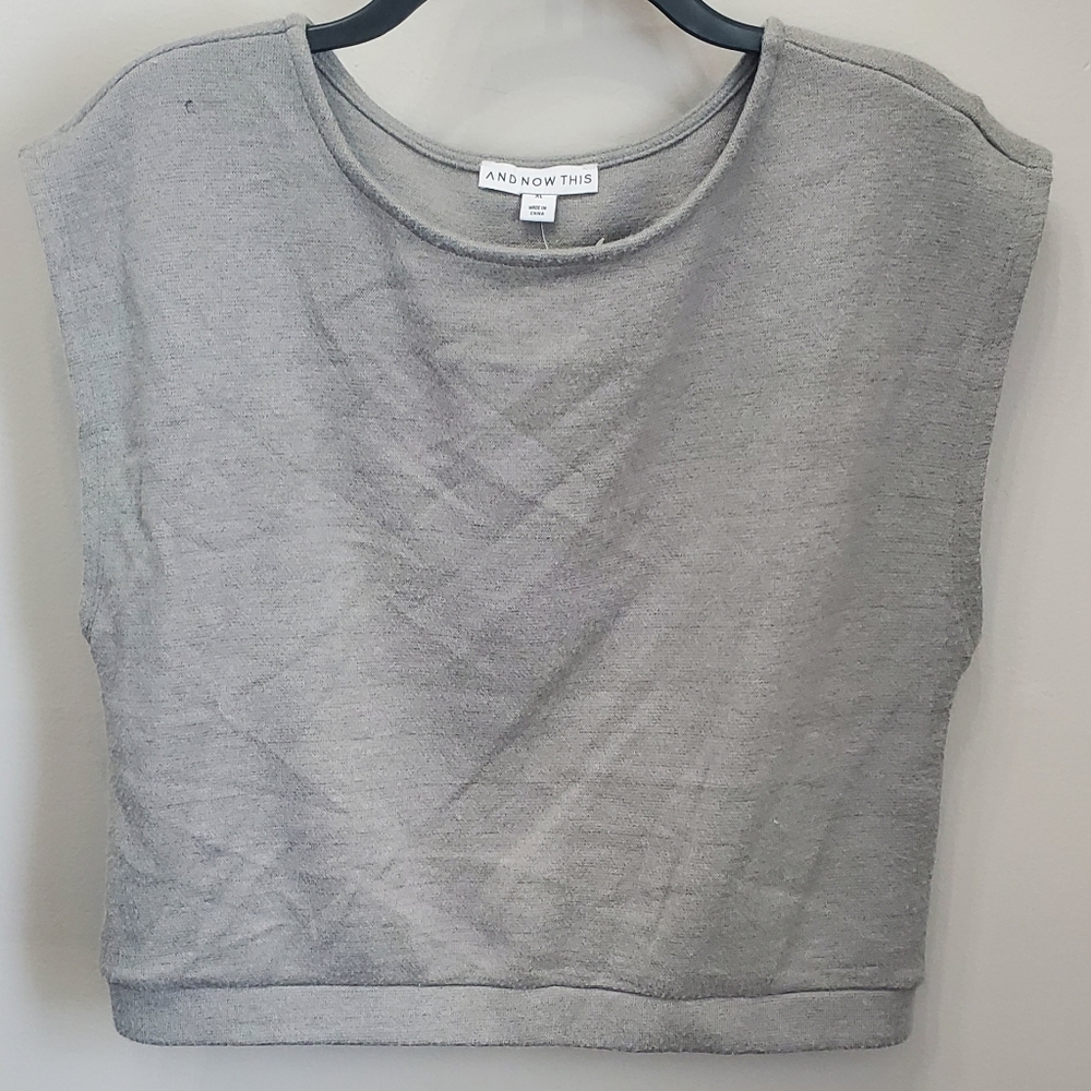 AND NOW THIS GRAY CROPPED MUSCLE TOP XL